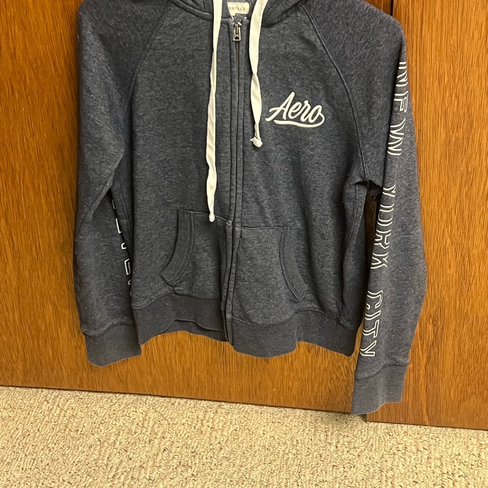 Aeropostale Blue Hoodie with White Accents